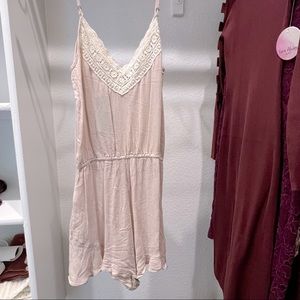 Blush lace romper